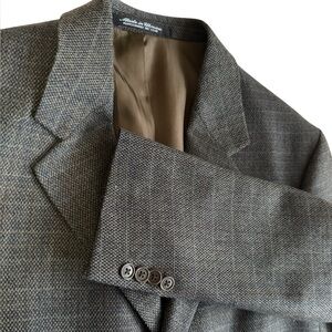 RBM Sport Coat Jacket blazer Mens 42R Brown gray Plaid Fine Lambswool